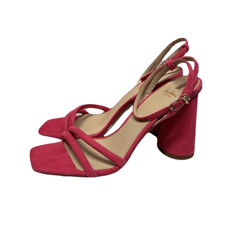 NEW Sam Edelman Kia Womens Size 9.5 Ultra Fuchsia Block Heel Leather Sandal - Picture 4 of 8